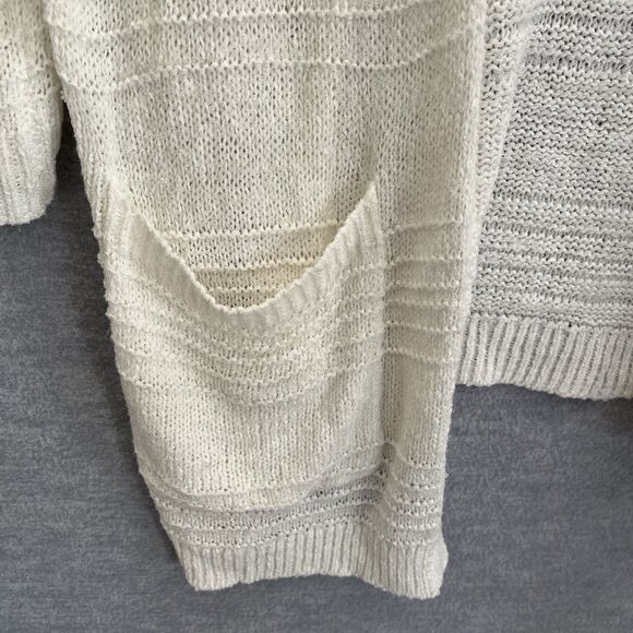 Old Navy Oversized Cardigan Sweater M w/ Pockets Beige Duster Coastal Minimalist - Picture 7 of 12